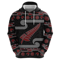 New Zealand Christmas Hoodie Meri Kirihimete Silver Fern Knit Style Red Color - Polynesian Pride