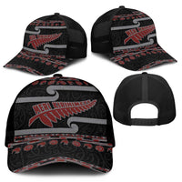 New Zealand Christmas Mesh Trucker Cap Meri Kirihimete Silver Fern Knit Style Red Color - Polynesian Pride