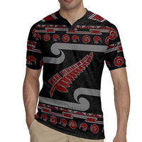 New Zealand Christmas Rugby Jersey Meri Kirihimete Silver Fern Knit Style Red Color - Polynesian Pride