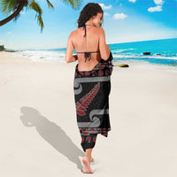 New Zealand Christmas Sarong Meri Kirihimete Silver Fern Knit Style Red Color - Polynesian Pride