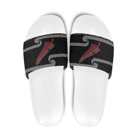 New Zealand Christmas Slide Sandals Meri Kirihimete Silver Fern Knit Style Red Color - Polynesian Pride