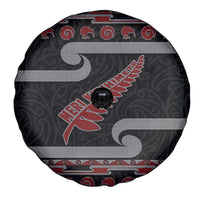 New Zealand Christmas Spare Tire Cover Meri Kirihimete Silver Fern Knit Style Red Color - Polynesian Pride