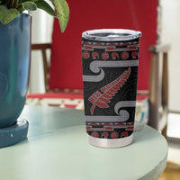 New Zealand Christmas Tumbler Cup Meri Kirihimete Silver Fern Knit Style Red Color - Polynesian Pride