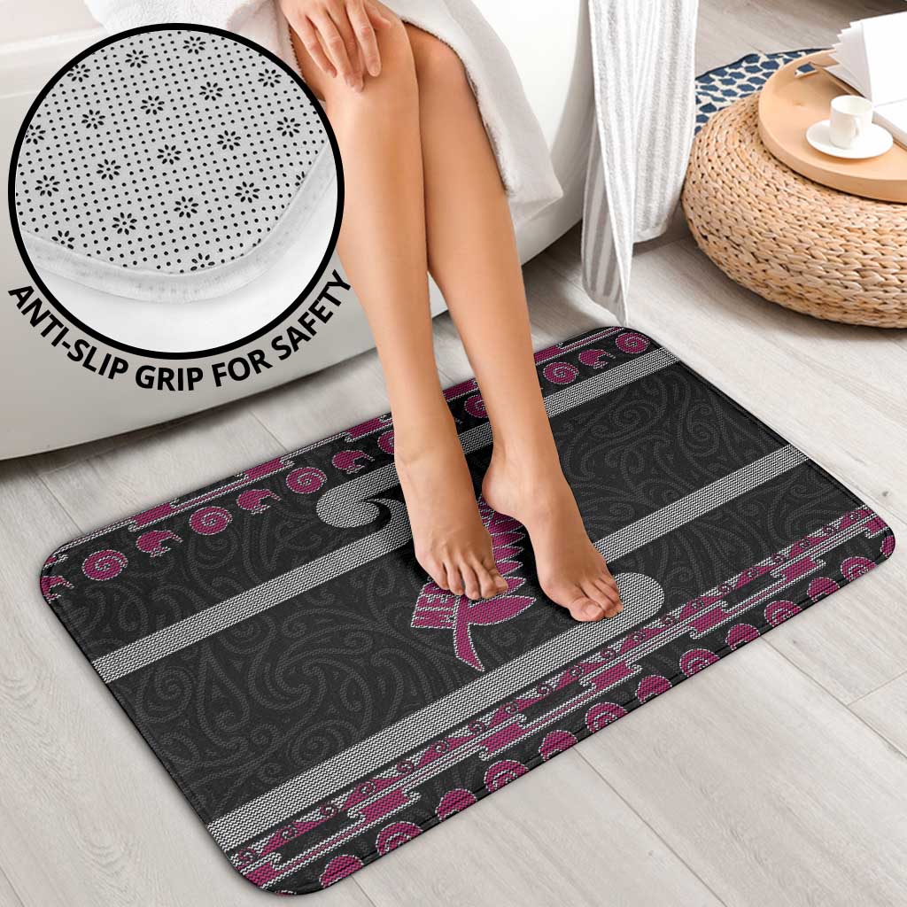 New Zealand Christmas Bathroom Set Meri Kirihimete Silver Fern Knit Style Pink Color - Polynesian Pride