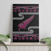 New Zealand Christmas Canvas Wall Art Meri Kirihimete Silver Fern Knit Style Pink Color - Polynesian Pride