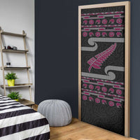 New Zealand Christmas Door Cover Meri Kirihimete Silver Fern Knit Style Pink Color - Polynesian Pride