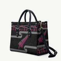 New Zealand Christmas Leather Bag Meri Kirihimete Silver Fern Knit Style Pink Color - Polynesian Pride