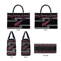 New Zealand Christmas Leather Bag Meri Kirihimete Silver Fern Knit Style Pink Color - Polynesian Pride