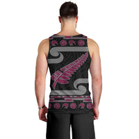 New Zealand Christmas Men Tank Top Meri Kirihimete Silver Fern Knit Style Pink Color - Polynesian Pride