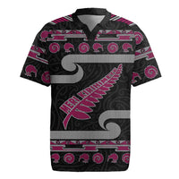 New Zealand Christmas Rugby Jersey Meri Kirihimete Silver Fern Knit Style Pink Color - Polynesian Pride