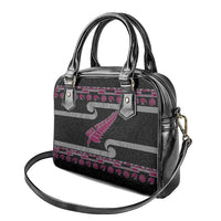 New Zealand Christmas Shoulder Handbag Meri Kirihimete Silver Fern Knit Style Pink Color - Polynesian Pride
