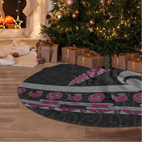 New Zealand Christmas Tree Skirt Meri Kirihimete Silver Fern Knit Style Pink Color - Polynesian Pride