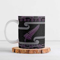 New Zealand Christmas Ceramic Mug Meri Kirihimete Silver Fern Knit Style Purple Color - Polynesian Pride