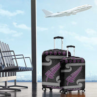 New Zealand Christmas Luggage Cover Meri Kirihimete Silver Fern Knit Style Purple Color - Polynesian Pride