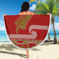 New Zealand Christmas Beach Blanket Meri Kirihimete Silver Fern Knit Style Green Color - Polynesian Pride