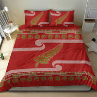 New Zealand Christmas Bedding Set Meri Kirihimete Silver Fern Knit Style Green Color - Polynesian Pride
