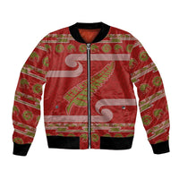 New Zealand Christmas Bomber Jacket Meri Kirihimete Silver Fern Knit Style Green Color LT03 Unisex Green - Polynesian Pride
