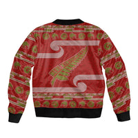 New Zealand Christmas Bomber Jacket Meri Kirihimete Silver Fern Knit Style Green Color LT03 - Polynesian Pride