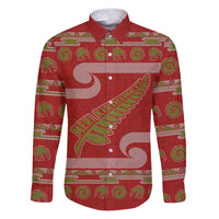 New Zealand Christmas Family Matching Puletasi and Hawaiian Shirt Meri Kirihimete Silver Fern Knit Style Green Color - Polynesian Pride