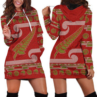 New Zealand Christmas Hoodie Dress Meri Kirihimete Silver Fern Knit Style Green Color - Polynesian Pride