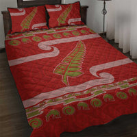 New Zealand Christmas Quilt Bed Set Meri Kirihimete Silver Fern Knit Style Green Color - Polynesian Pride