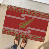 New Zealand Christmas Rubber Doormat Meri Kirihimete Silver Fern Knit Style Green Color - Polynesian Pride