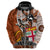 Fiji Australia Rugby Hoodie Kangaroo and Palm Tree Orange Tapa Pattern Mix Aboriginal LT03 - Polynesian Pride