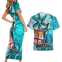 fiji-australia-rugby-couples-matching-short-sleeve-bodycon-dress-and-hawaiian-shirt-kangaroo-and-palm-tree-blue-tapa-pattern-mix-aboriginal