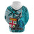 Fiji Australia Rugby Hoodie Kangaroo and Palm Tree Blue Tapa Pattern Mix Aboriginal LT03 - Polynesian Pride