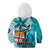 Fiji Australia Rugby Kid Hoodie Kangaroo and Palm Tree Blue Tapa Pattern Mix Aboriginal LT03 - Polynesian Pride