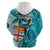 Personalised Fiji Australia Rugby Hoodie Kangaroo and Palm Tree Blue Tapa Pattern Mix Aboriginal LT03 - Polynesian Pride