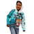 Personalised Fiji Australia Rugby Kid Hoodie Kangaroo and Palm Tree Blue Tapa Pattern Mix Aboriginal LT03 - Polynesian Pride