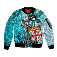 personalised-fiji-australia-rugby-sleeve-zip-bomber-jacket-kangaroo-and-palm-tree-blue-tapa-pattern-mix-aboriginal