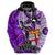 Fiji Australia Rugby Hoodie Kangaroo and Palm Tree Purple Tapa Pattern Mix Aboriginal LT03 - Polynesian Pride