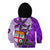 Fiji Australia Rugby Kid Hoodie Kangaroo and Palm Tree Purple Tapa Pattern Mix Aboriginal LT03 - Polynesian Pride