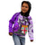 Fiji Australia Rugby Kid Hoodie Kangaroo and Palm Tree Purple Tapa Pattern Mix Aboriginal LT03 - Polynesian Pride