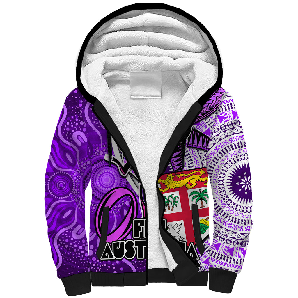 personalised-fiji-australia-rugby-sherpa-hoodie-kangaroo-and-palm-tree-purple-tapa-pattern-mix-aboriginal