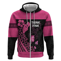 Breast Cancer Awareness Hoodie Think Pink Polynesian Ribbon and Butterfly