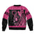 Breast Cancer Awareness Sleeve Zip Bomber Jacket Think Pink Polynesian Ribbon and Butterfly