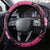 Breast Cancer Awareness Steering Wheel Cover Think Pink Polynesian Ribbon and Butterfly