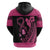 Breast Cancer Awareness Zip Hoodie Think Pink Polynesian Ribbon and Butterfly