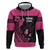 Breast Cancer Awareness Zip Hoodie Think Pink Polynesian Ribbon and Butterfly