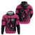 Breast Cancer Awareness Zip Hoodie Think Pink Polynesian Ribbon and Butterfly