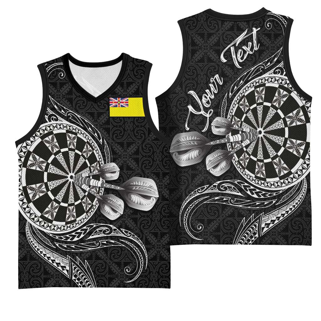 Personalised Niue Darts Masters Basketball Jersey Tribal Hiapo Dartboard - Polynesian Pride
