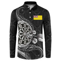 Personalised Niue Darts Masters Button Sweatshirt Tribal Hiapo Dartboard - Polynesian Pride
