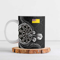 Personalised Niue Darts Masters Ceramic Mug Tribal Hiapo Dartboard - Polynesian Pride