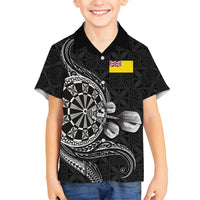 Personalised Niue Darts Masters Family Matching Summer Maxi Dress and Hawaiian Shirt Tribal Hiapo Dartboard - Polynesian Pride