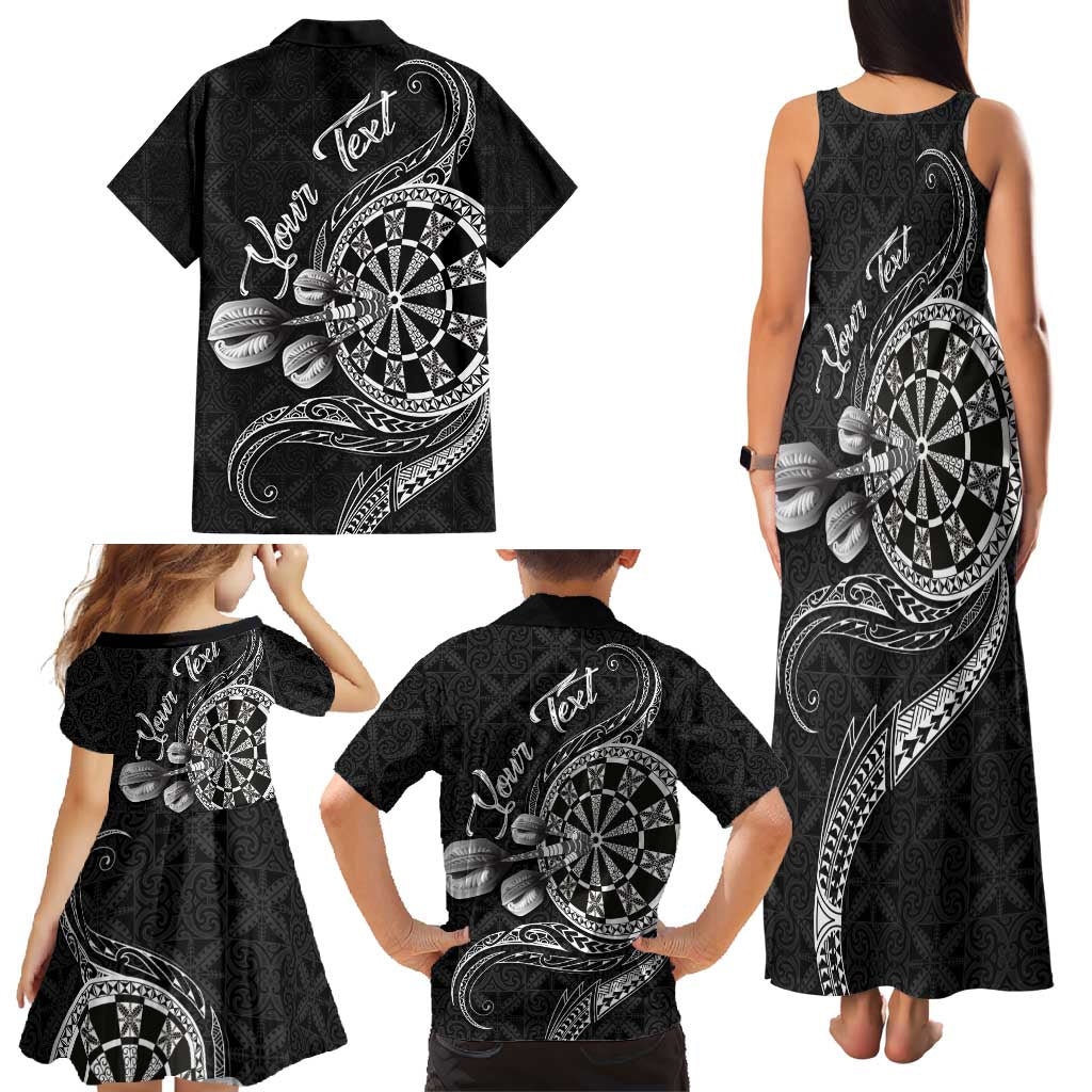 Personalised Niue Darts Masters Family Matching Tank Maxi Dress and Hawaiian Shirt Tribal Hiapo Dartboard - Polynesian Pride