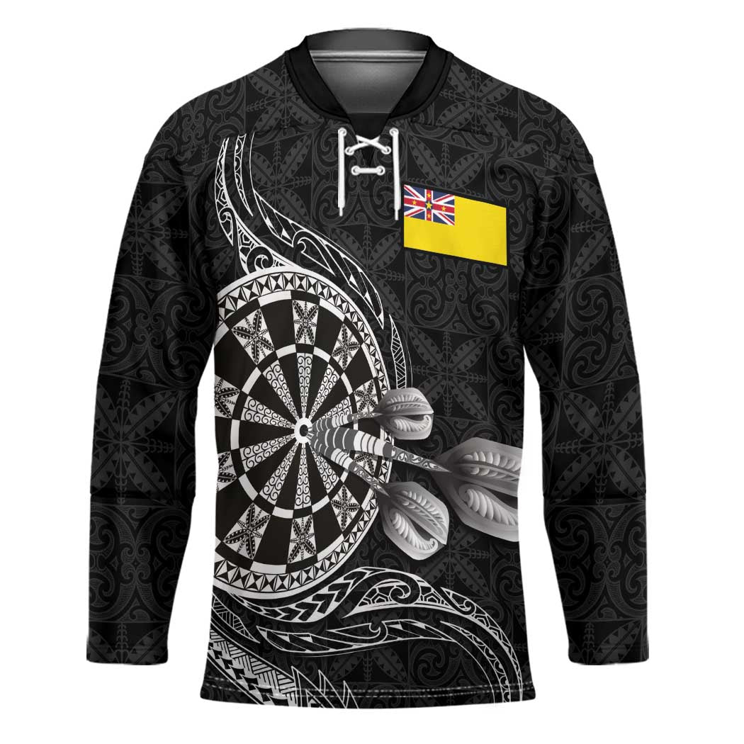 Personalised Niue Darts Masters Hockey Jersey Tribal Hiapo Dartboard - Polynesian Pride