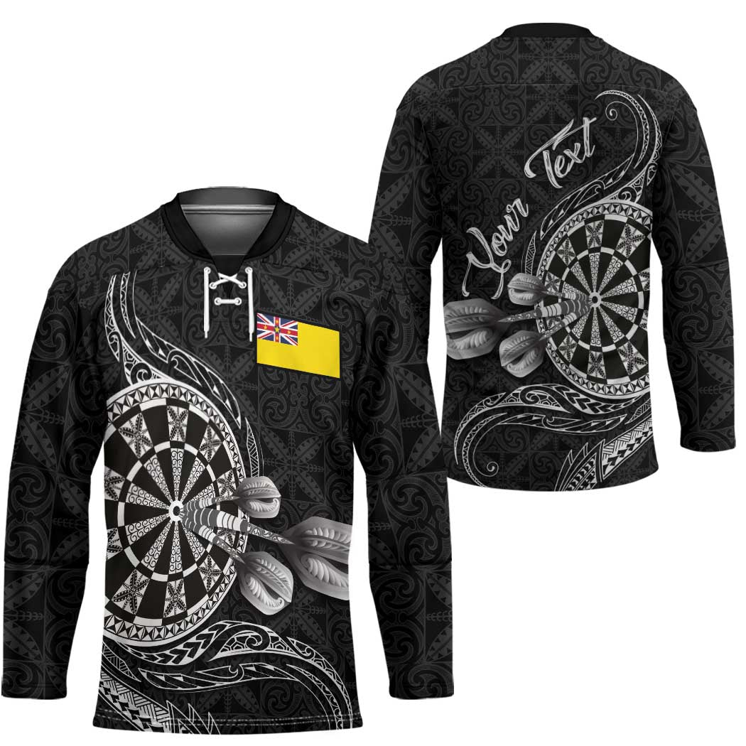 Personalised Niue Darts Masters Hockey Jersey Tribal Hiapo Dartboard - Polynesian Pride